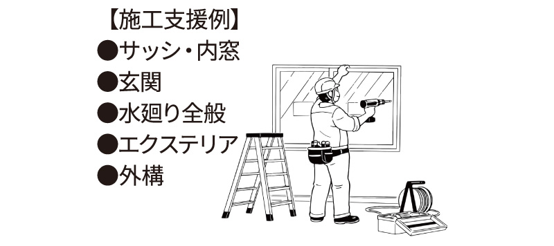 桝徳の取り扱い商材・サービスを知りたい場合は 取り扱い商材 をクリック 工務店様向け「施工支援」をチェック